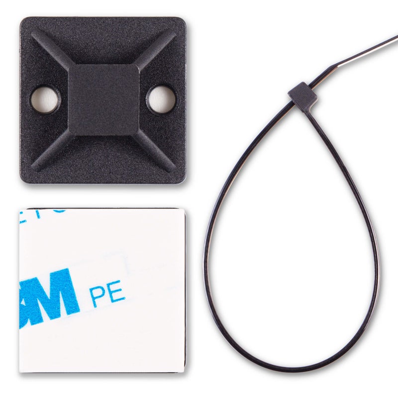 ALIGADO Cable Tie Mounts  Adhesive-Backed  1 Inch  for Cable Management  Cable Tie Anchors  100 Pack  Black - Image 1